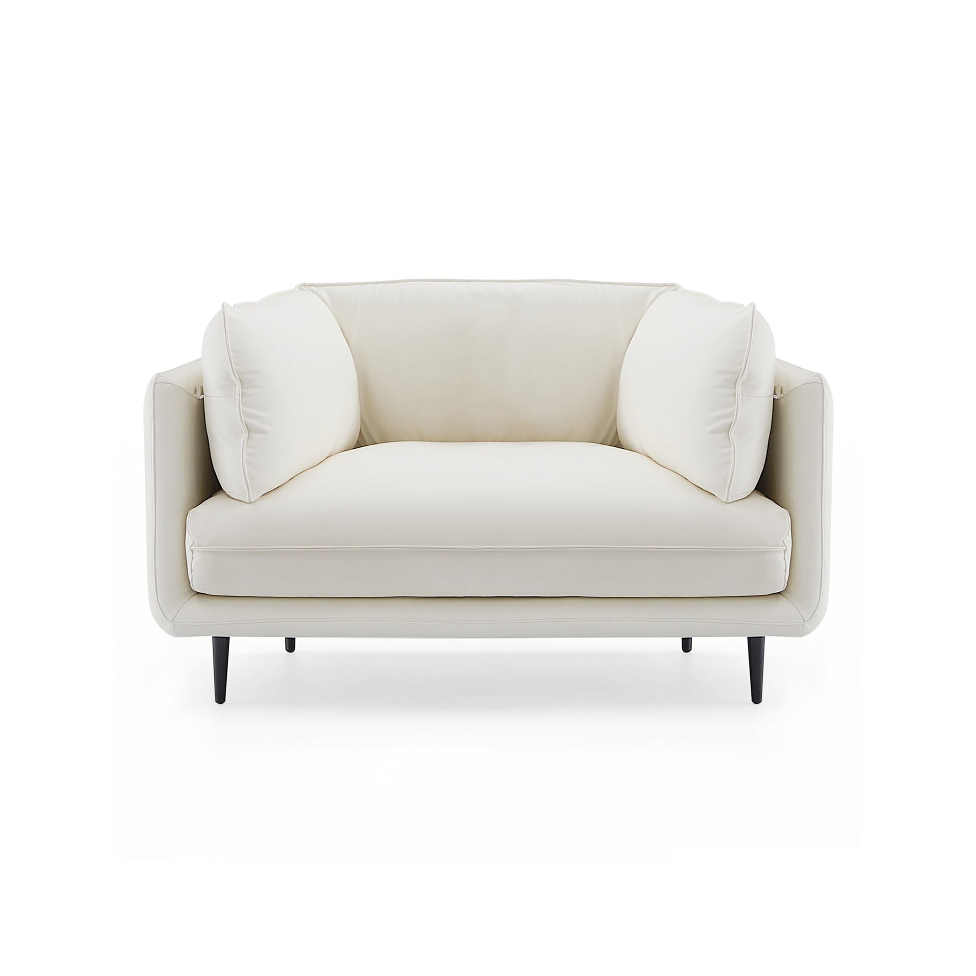 Vanilla White Leather Armchair-White