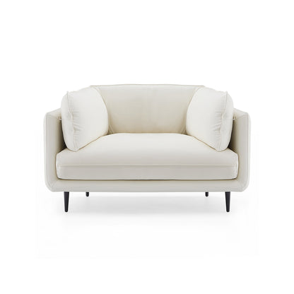 Vanilla White Leather Armchair-White