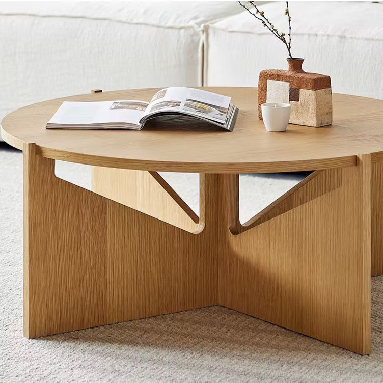 Vivid Oak Round Accent Side Table-32.8"