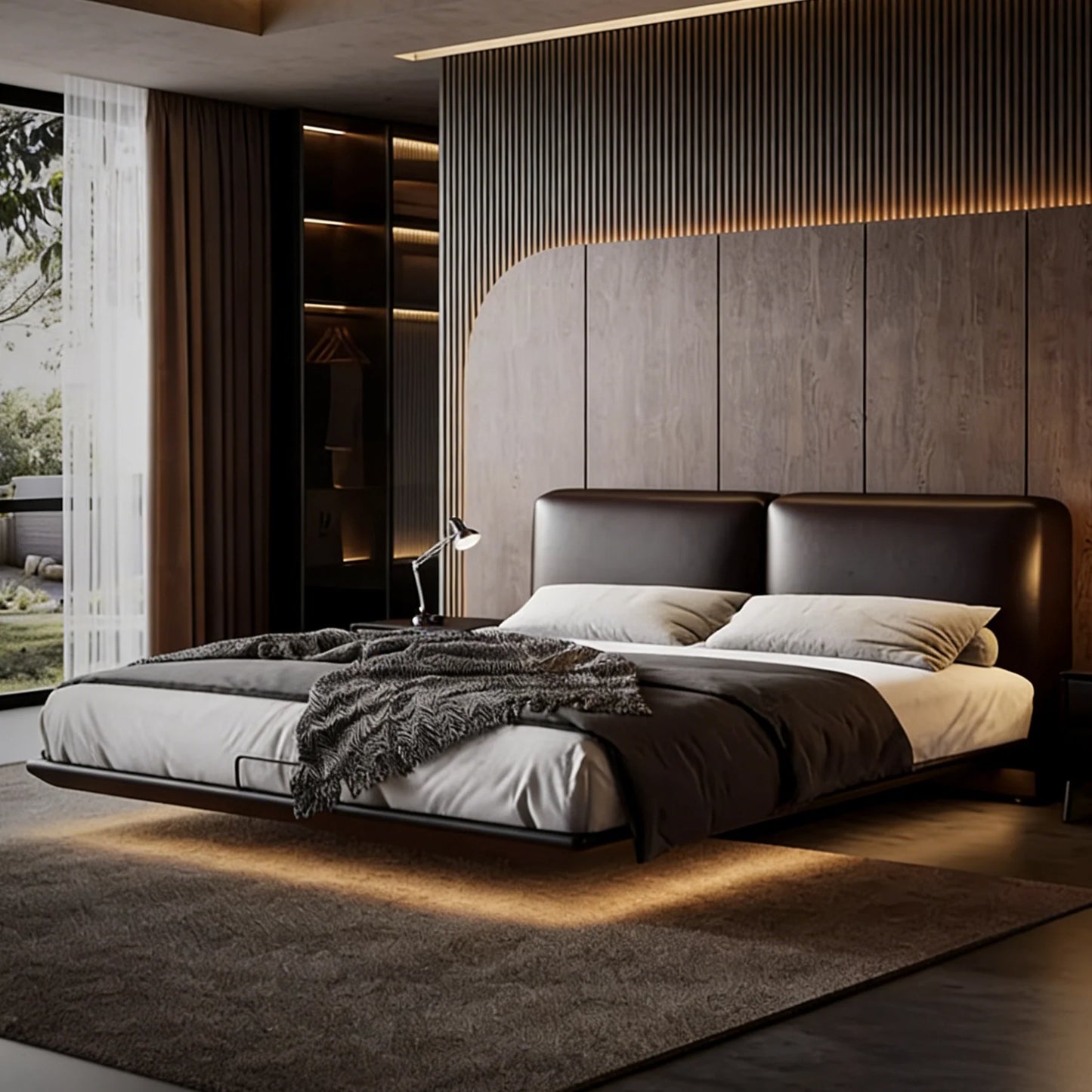 Domus Leather Floating Bed