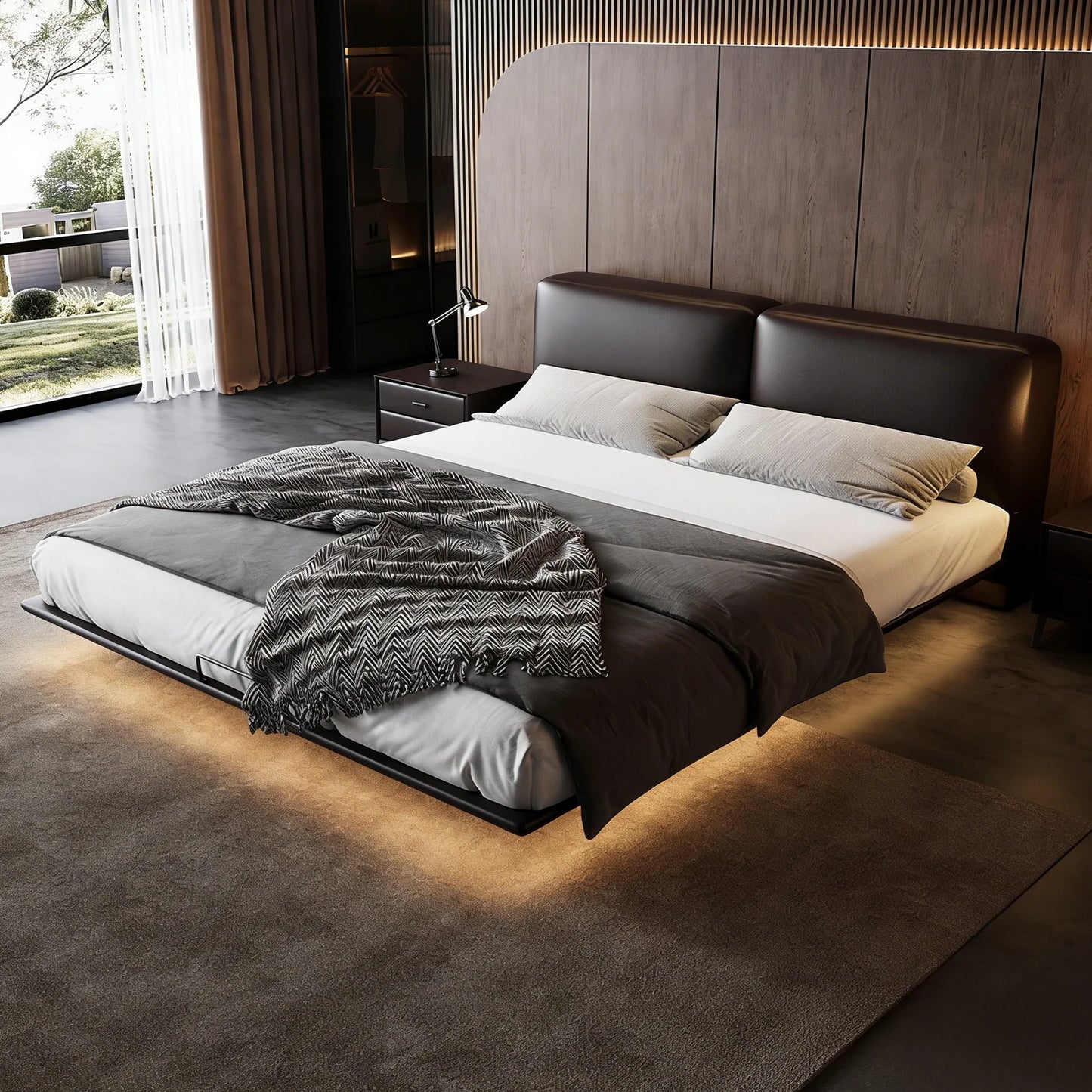 Domus Leather Floating Bed