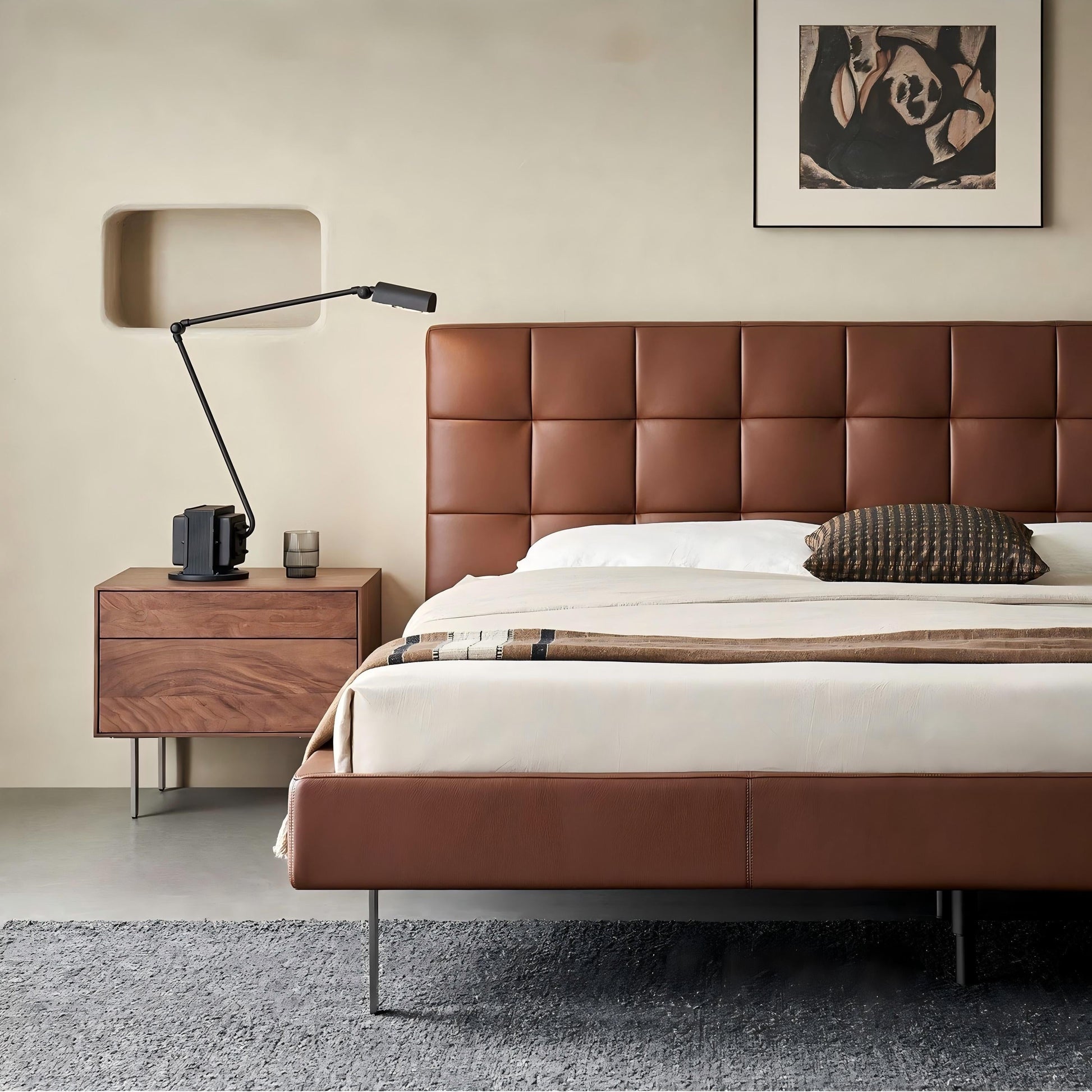 Mocha Slice Leather Bed-Brown