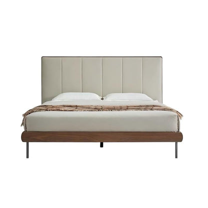 Muffin Edge Leather Bed-Brown-King