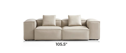 Cube Modular Beige Genuine Leather Sofa