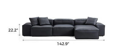 Cube Modular Black Genuine Leather Sectional