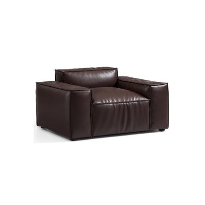 Luxury Minimalist Dark Brown Leather Armchair-Dark Brown