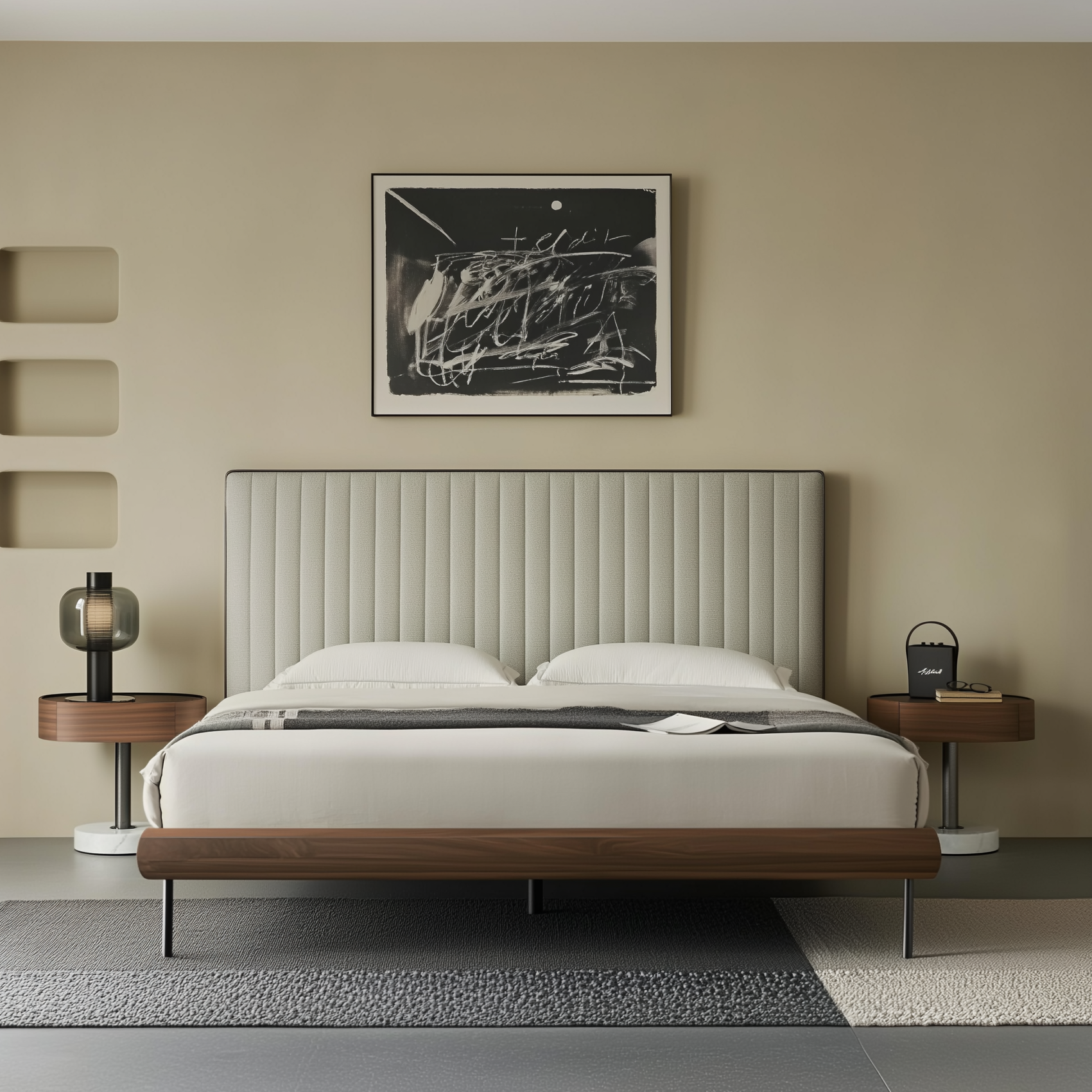 Muffin Edge Fabric Bed-Brown