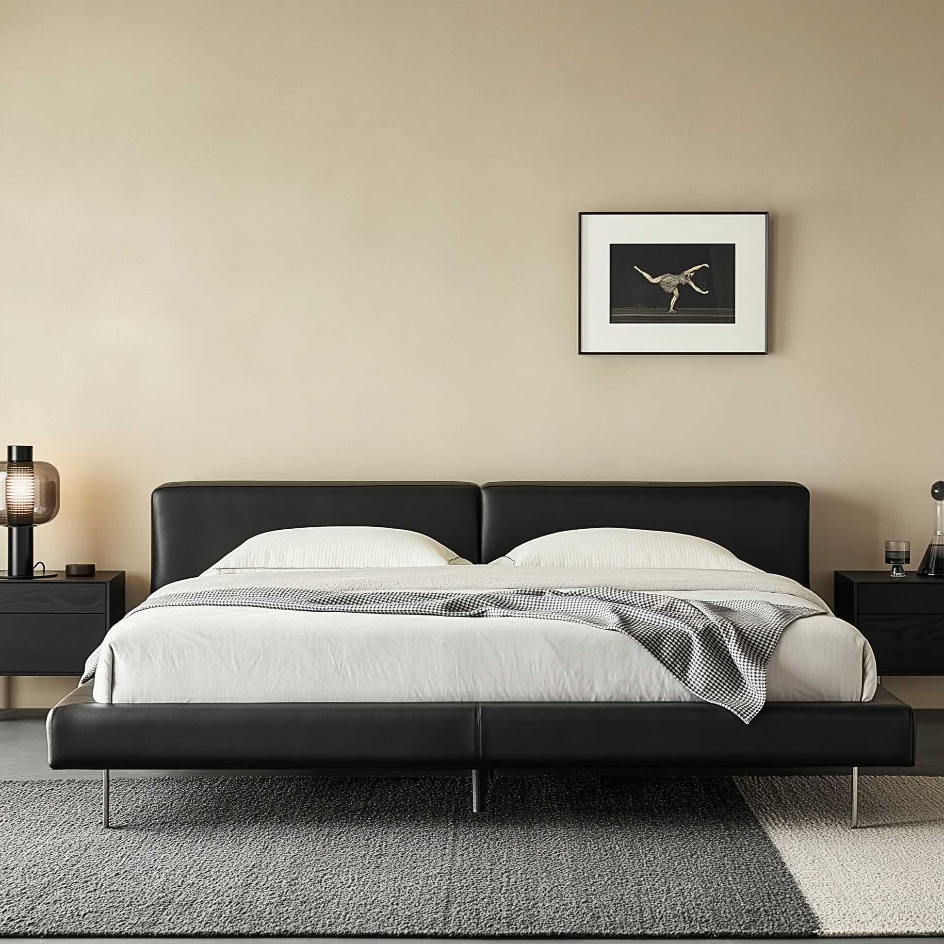 Charcoal Toast Leather Bed-Black