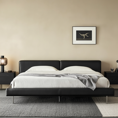 Charcoal Toast Leather Bed-Black