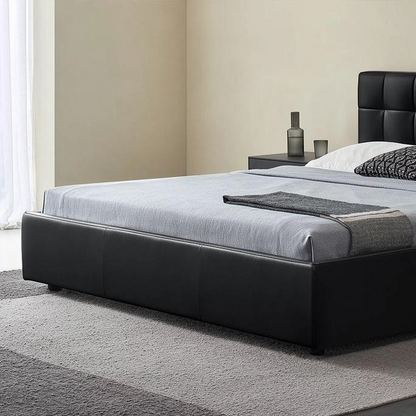 Sugar Cube Leather Bed-Black