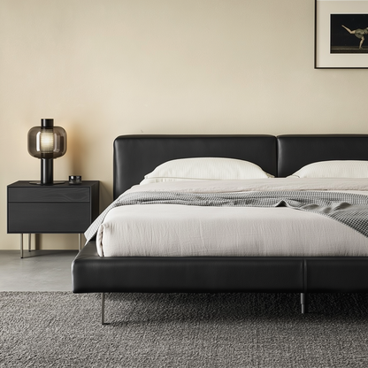 Charcoal Toast Leather Bed-Black