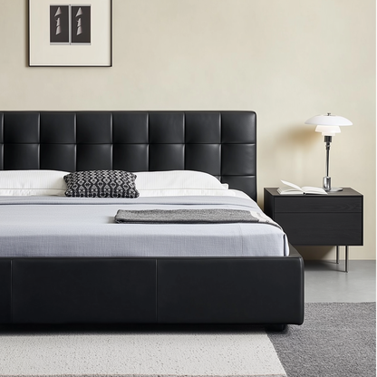 Sugar Cube Leather Bed-Black