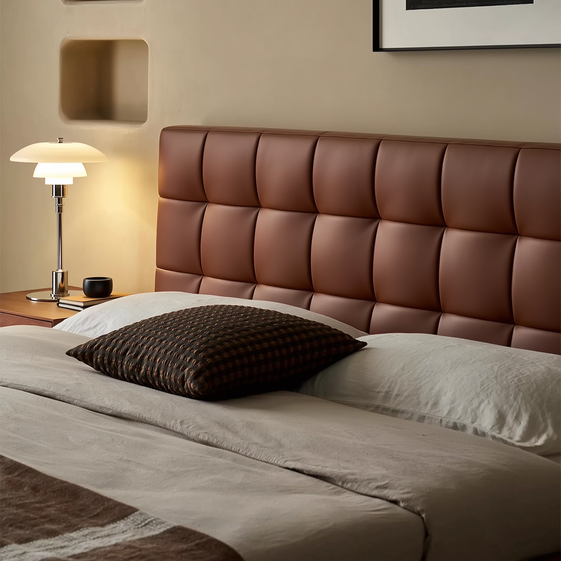 Mocha Slice Leather Bed-Brown