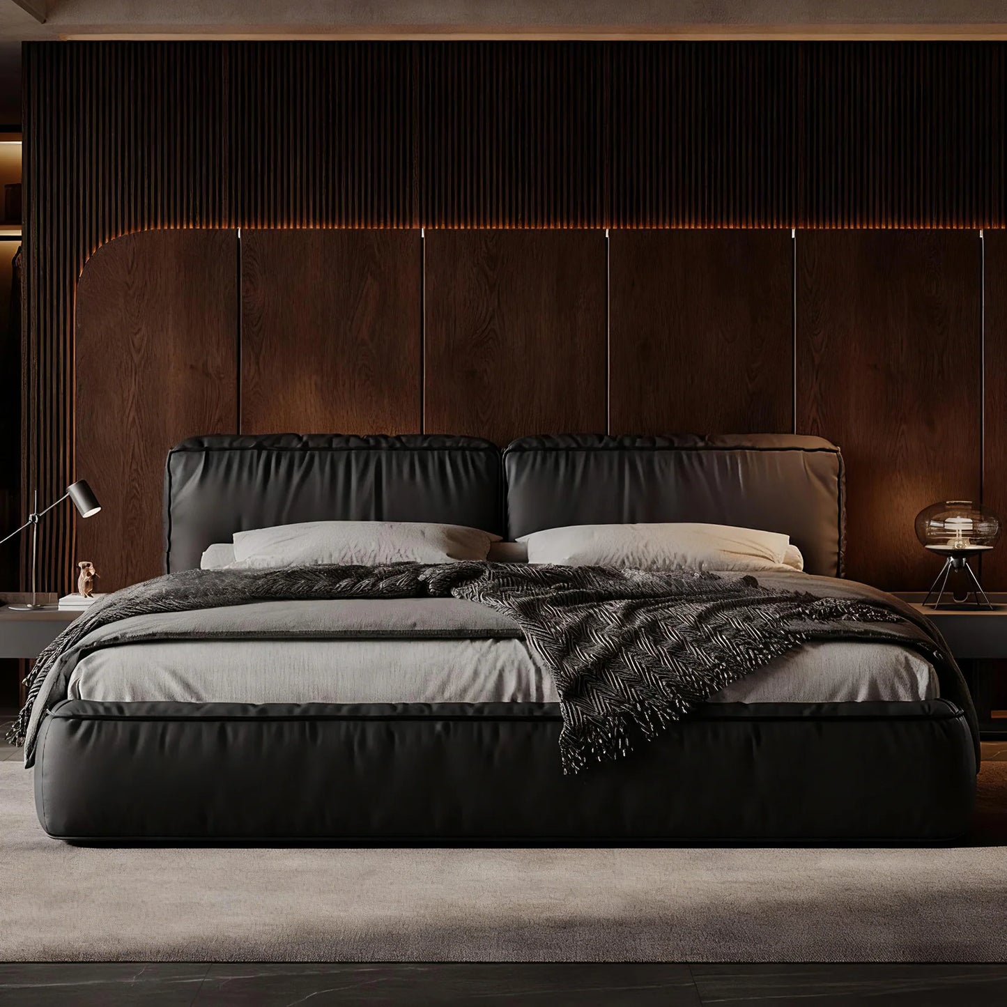 Tofu Noir Leather Bed