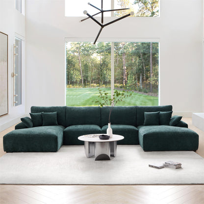 The Empress Green U Shaped Sectional-Green