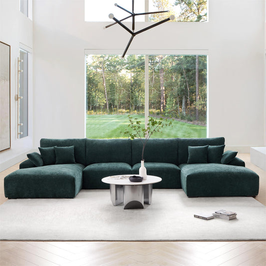 The Empress Green U Shaped Sectional-Green